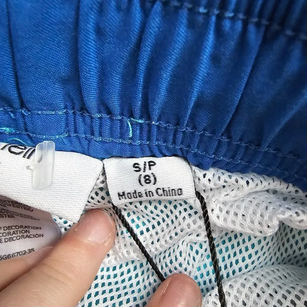Calvin Klein Big Boys Caspian Blue Logo Stripe Swimwear Board Shorts Size 8